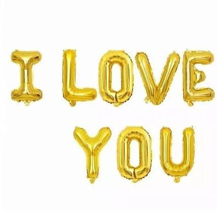 Фольговані надувні кульки I LOVE YOU | Золото, фото 1