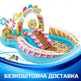 Надувний ігровий центр дитячий Солодощі (295-191-130см, басейн, гірка, м'ячі 6шт) Intex 57149