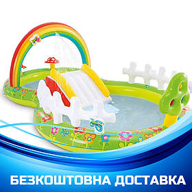 Надувний ігровий центр Мій сад Intex 57154 (450л, гірка, фонтан, ремкомплект, 290-180-104см)