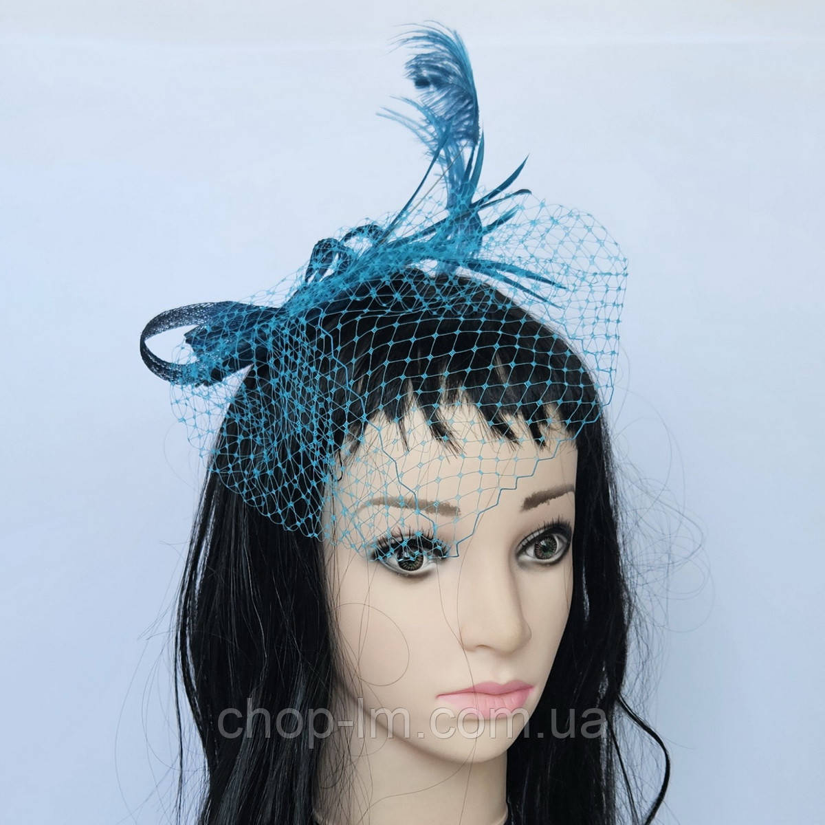 Синій капелюшок / вуалька "Лизи" вечірній головний убір