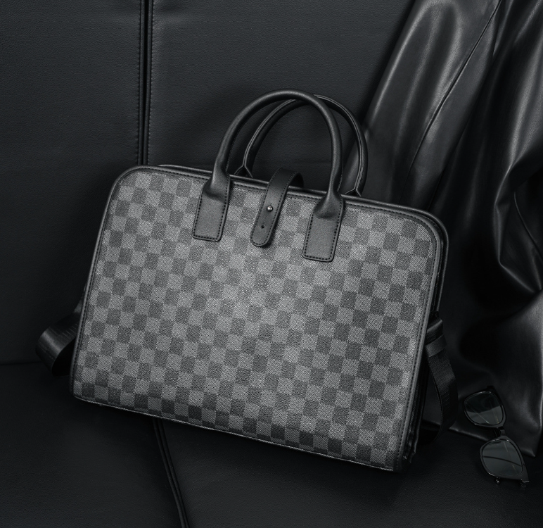 Чоловічий діловий портфель для документів, офісна сумка формат А4 клітинка