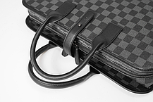 Чоловічий діловий портфель для документів, офісна сумка формат А4 клітинка, фото 3