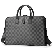 Чоловічий діловий портфель для документів, офісна сумка формат А4 клітинка, фото 3