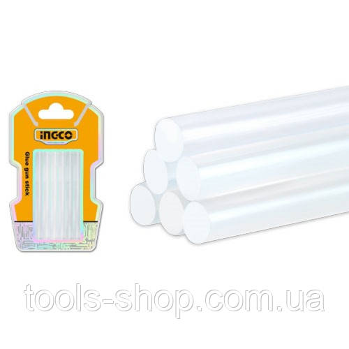 Клейові стрижні прозорі 11,2 х200 мм 6 од. INGCO, фото 1