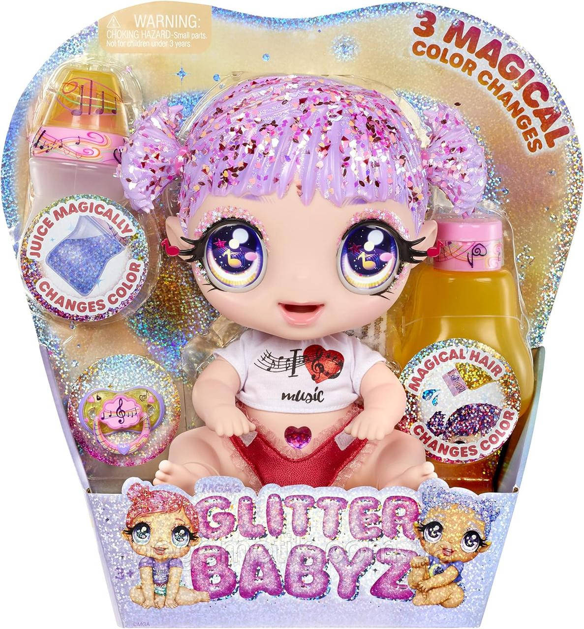 Лялька пупс Гліттер Бебіс Мелодія MGA Entertainment Glitter Babyz MGA Melody Highnote Baby Dol, фото 1