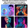 Кільцева LED лампа 26 см RGB з тримачем для телефона кольорова від USB для тік струму селфі з різними кольорами, фото 3