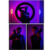 Кільцева LED лампа 26 см RGB з тримачем для телефона кольорова від USB для тік струму селфі з різними кольорами, фото 11