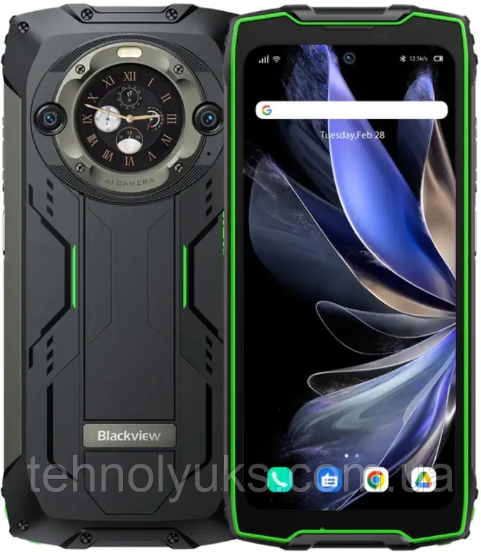 Смартфон Blackview BV9300 Pro 8/256GB Green, NFC, IP69K, 64+8/8Мп, IPS 6.7'', Helio G99, 15080mAh, фото 1