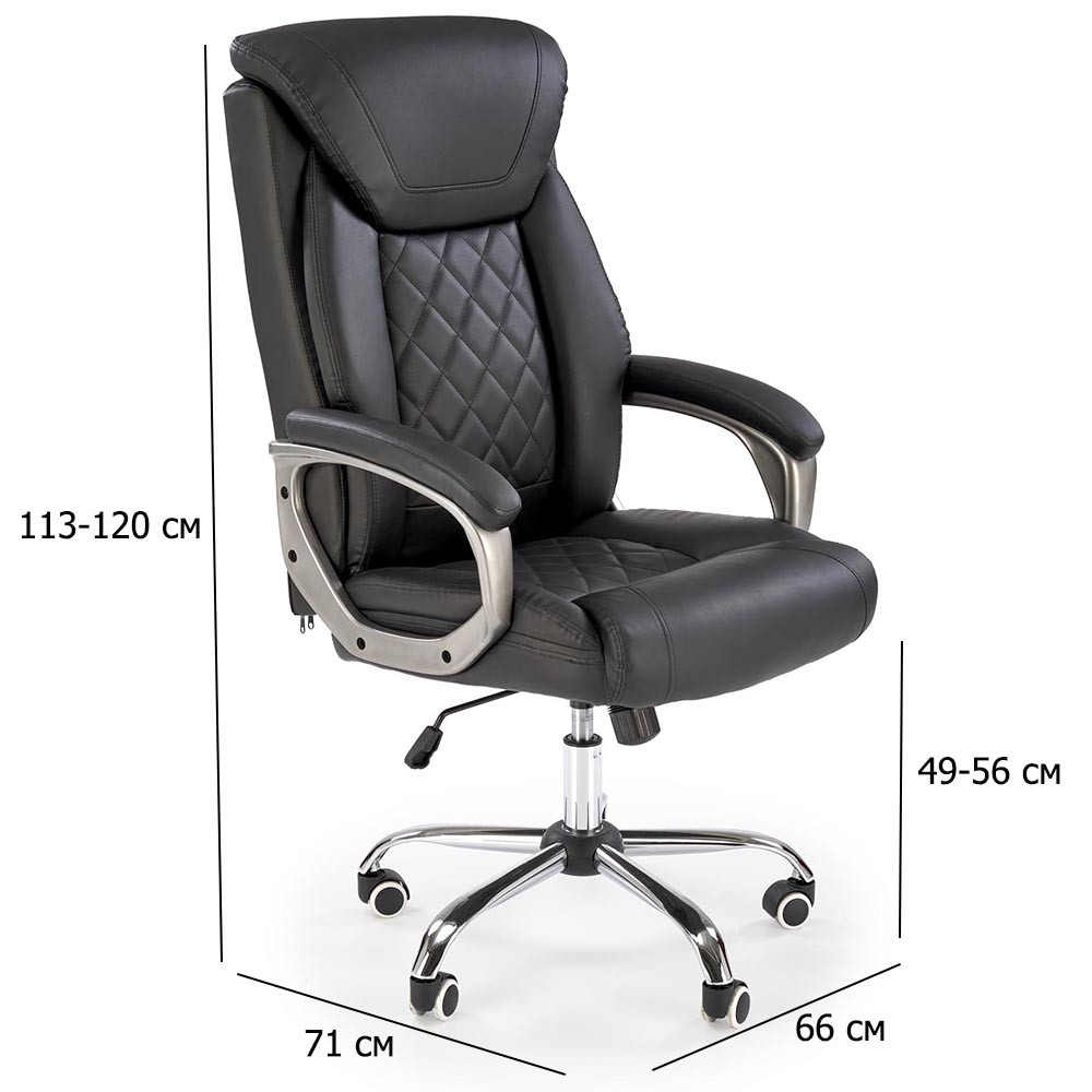 Крісло керівника екошкіра Helder чорне з м'якими підлокітниками, фото 1
