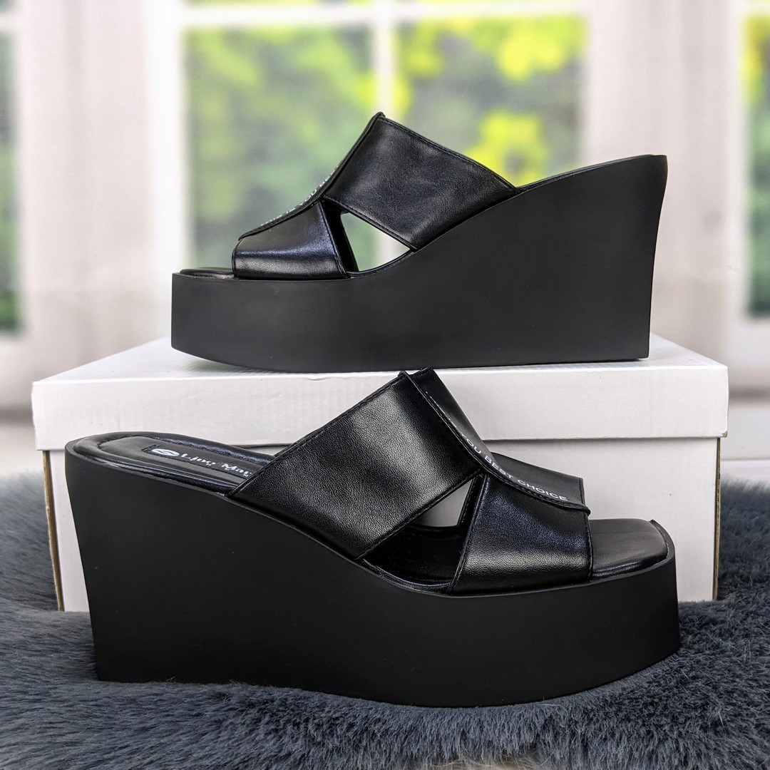 Шльопанці жіночі чорні еко-шкіра на платформі Lino Marano 4515_2