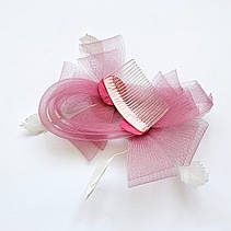 Вуалетка Дзеркальна рожева/Шляпка вечірня з бантами, фото 5