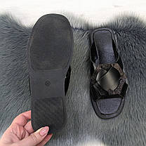 Шльопанці шкіряні жіночі чорні на плоскій підошві Prime 4514, фото 4