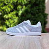 Чоловічі кросівки Adidas Gazelle Light Grey (Сірі) Взуття Адідас Газель замша шкіра повсякденні демісезон, фото 8