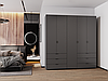 Розпашна Шафа для одягу Doros Гелар комплект Графіт 2+3 ДСП 193,7х49,5х203,4 (42002132), фото 4