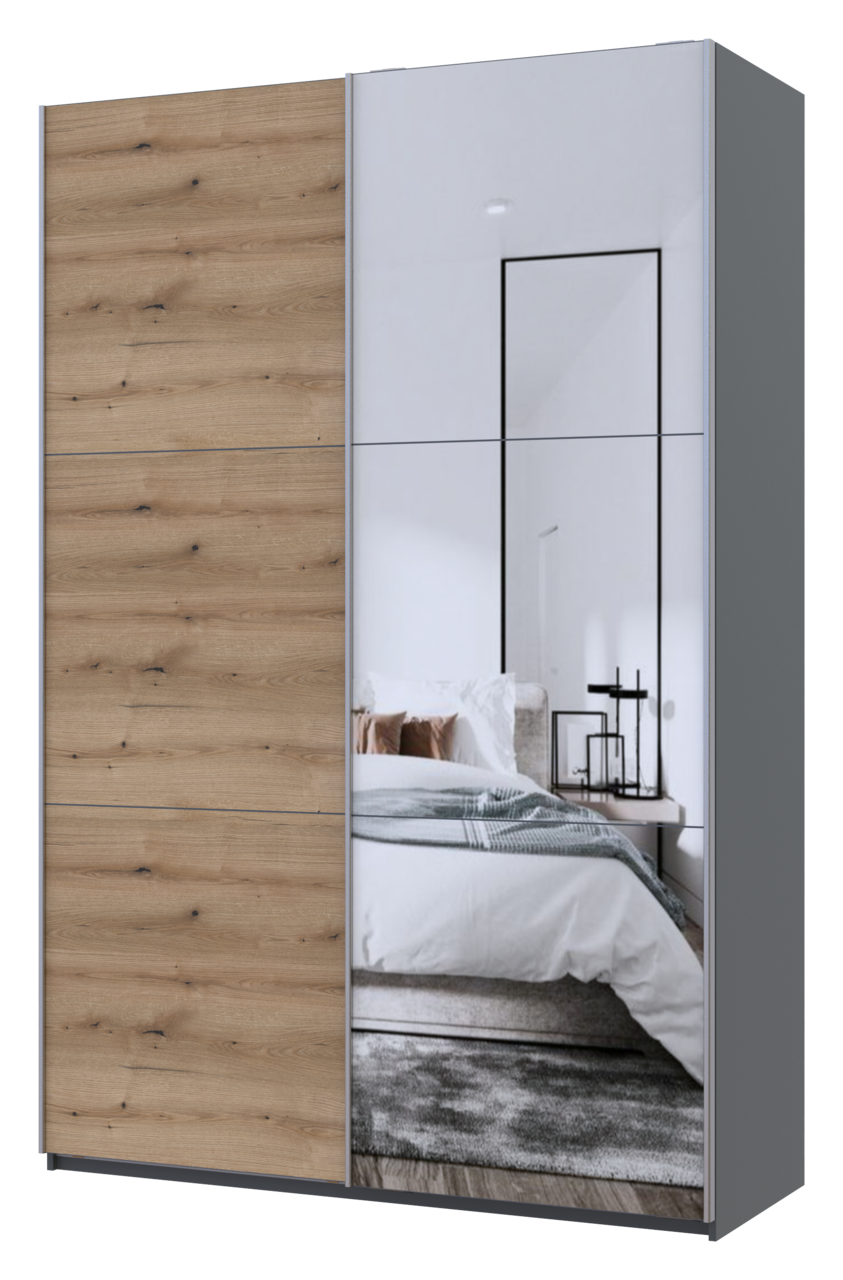 Шафа купе Doros G-Caiser Графіт Дуб Евок 1 ДСП / 1 Дзеркало 160х60х240 (42005072)