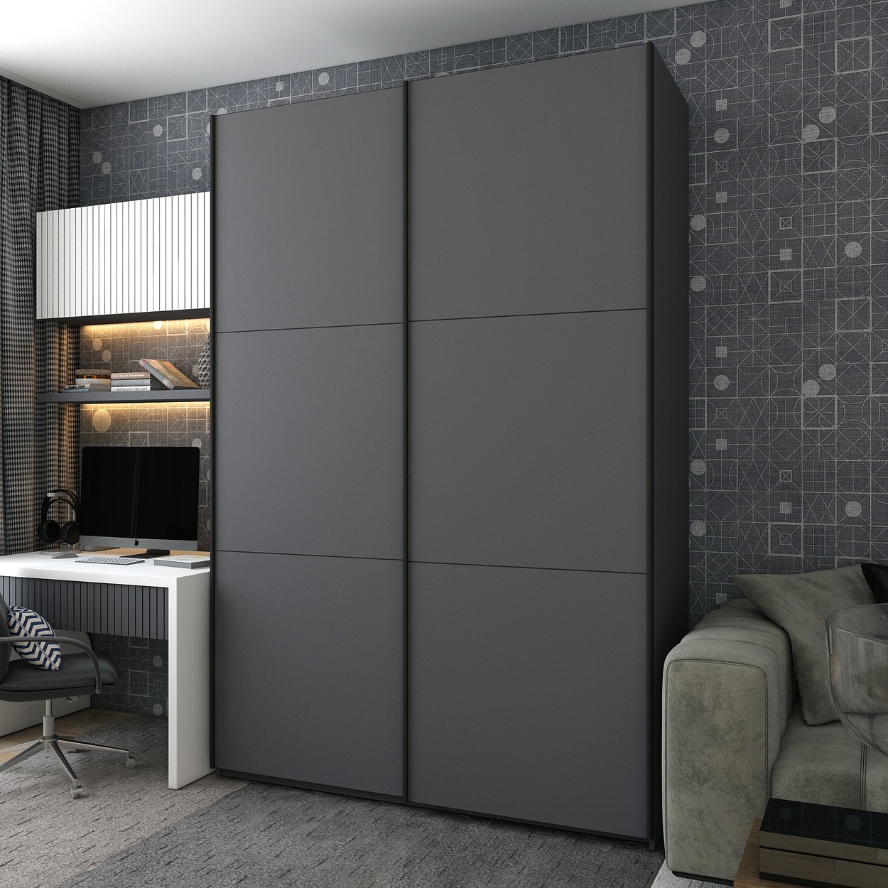 Шафа купе Doros G-Caiser Графіт Графіт 2 ДСП 160х60х240 (42005085), фото 1