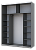 Шафа купе Doros G-Caiser Графіт Графіт/Чорний 1 ДСП / 1 скло / 3 частини 180х60х240 (42005091), фото 4