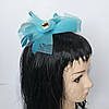 Вуалетка Дзеркальна блакитна/Шляпка вечірня з бантами, фото 6