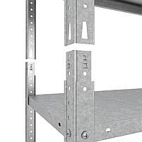 Стелаж оцинкований 252,5х100х50 см 7 полиць метал на болтах для виробництва | Стелаж для вулиці, фото 5