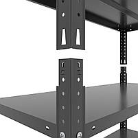 Стелаж чорний 180х120х40 см 5 полок метал на болтах для вітальні | Стелаж на кухню, фото 4