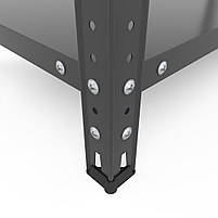 Стелаж чорний 180х120х40 см 5 полок метал на болтах для вітальні | Стелаж на кухню, фото 6