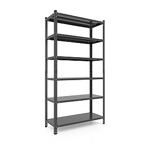 Стелаж чорний 220х100х50 см 6 полиць метал на болтах на кухню | Стелаж для вітальні