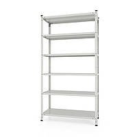 Стелаж білий 220х120х50 см 6 полок метал на болтах для тек та документів | Стелаж для консервації
