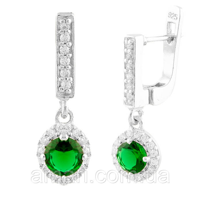 Срібні сережки Komilfo зі смарагдом nano 1.45ct (1503690), фото 1