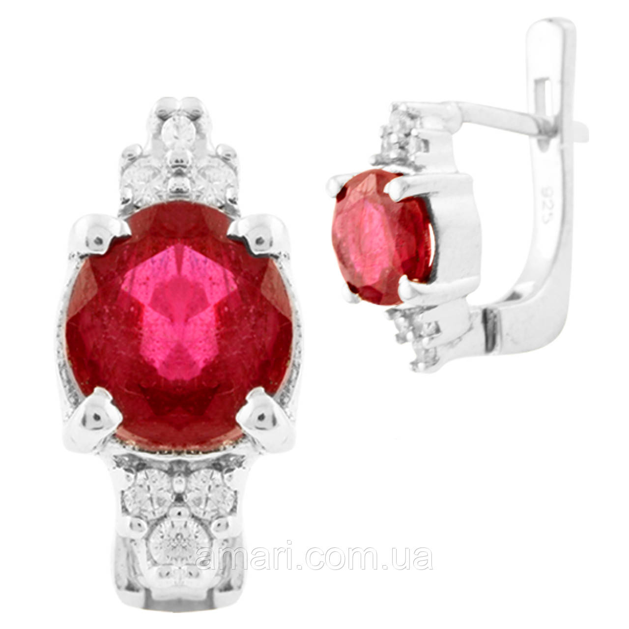 Срібні сережки Komilfo з натуральним рубіном 3.703ct (0163305)