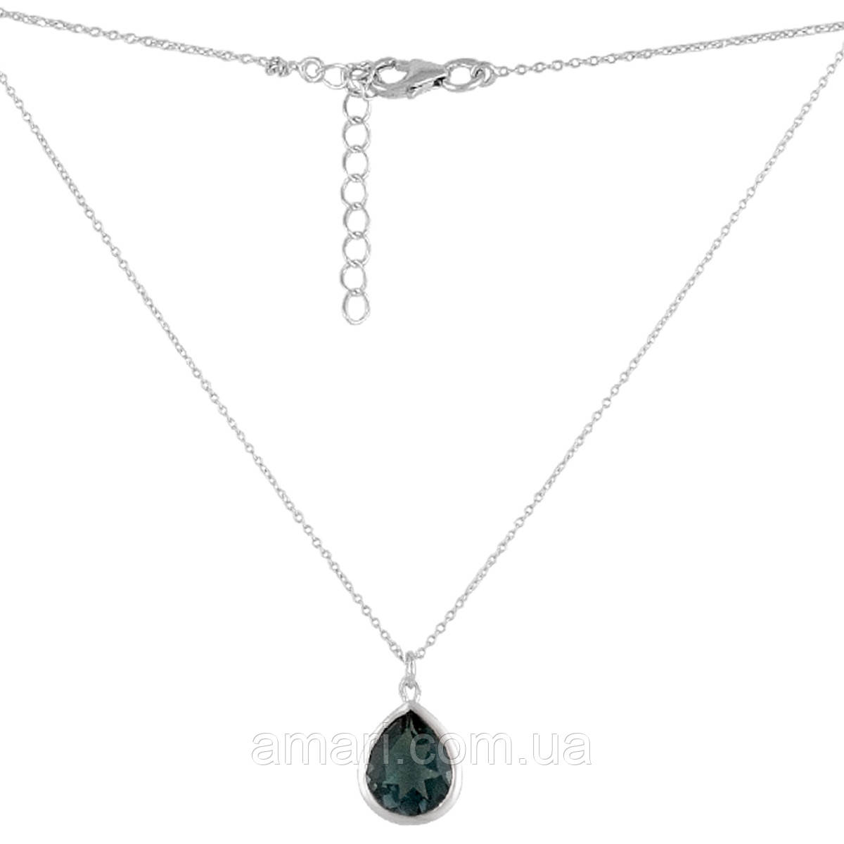 Срібне кольє Komilfo з топазом Лондон Блю 3.33ct, вага виробу 3,31 г (2118428) 500 розмір