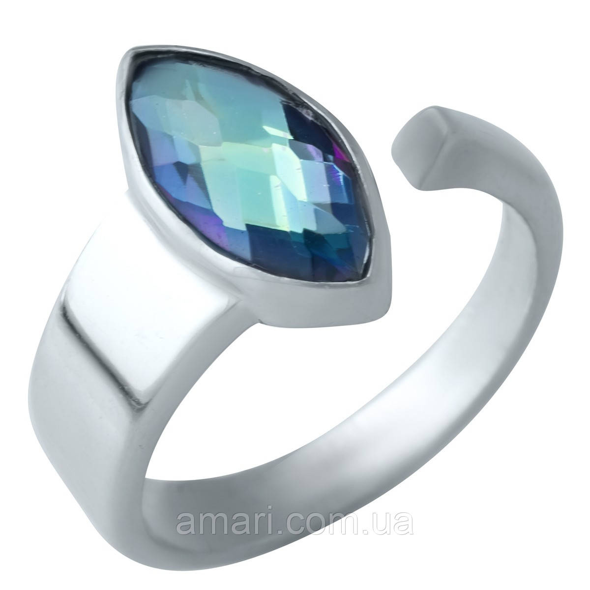 Срібне кільце Komilfo з містик топазом 1.34ct, вага виробу 3,5 г (1921401) 18 розмір