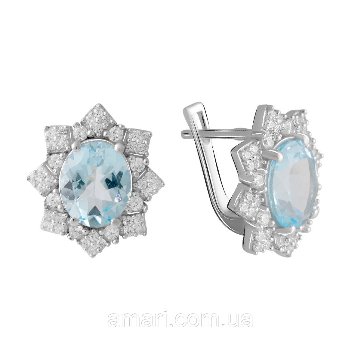 Срібні сережки Komilfo з натуральним топазом 4.164ct (2065371)