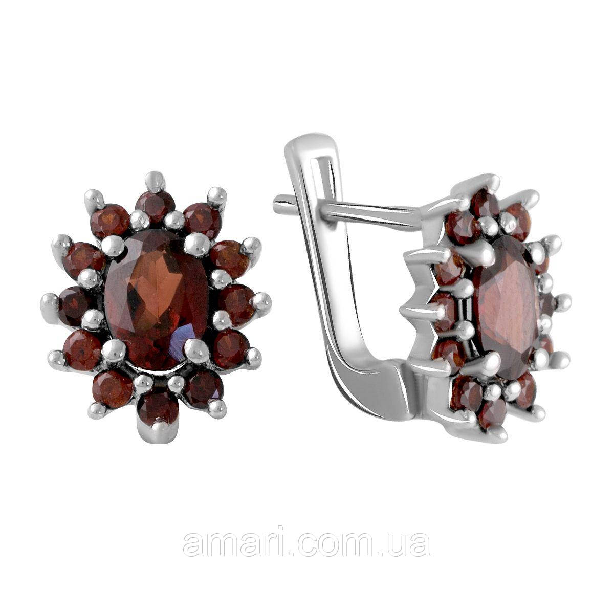 Серебряные серьги Komilfo с натуральным гранатом 3.022ct (1965665)