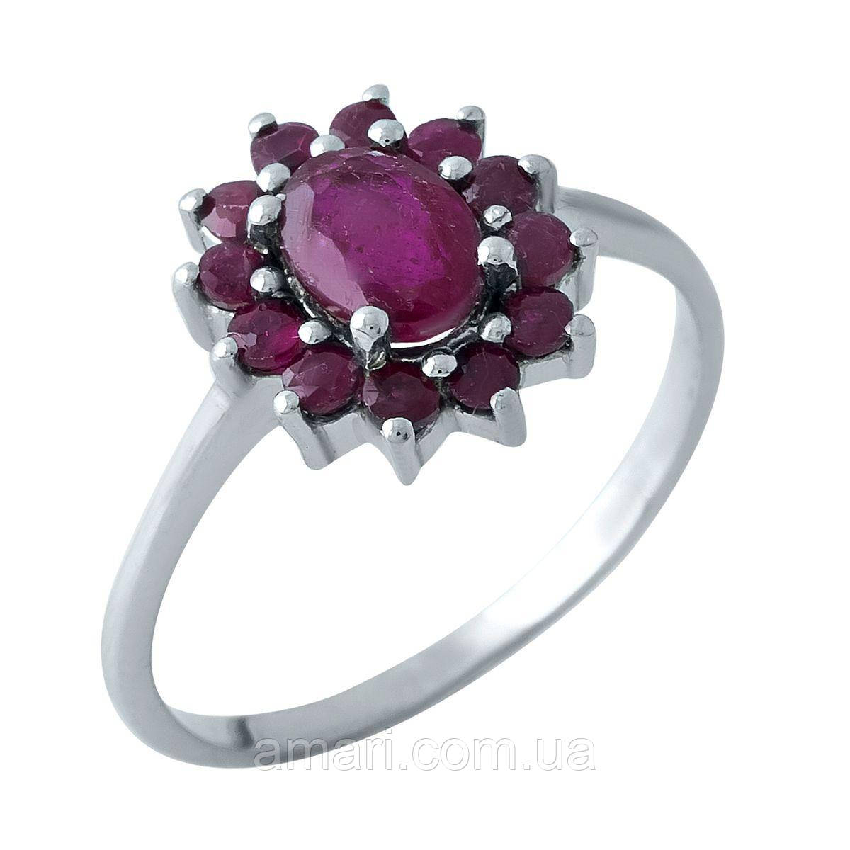 Серебряное кольцо Komilfo с натуральным рубином 1.62ct, вес изделия 2,6 гр (1968109) 18 размер