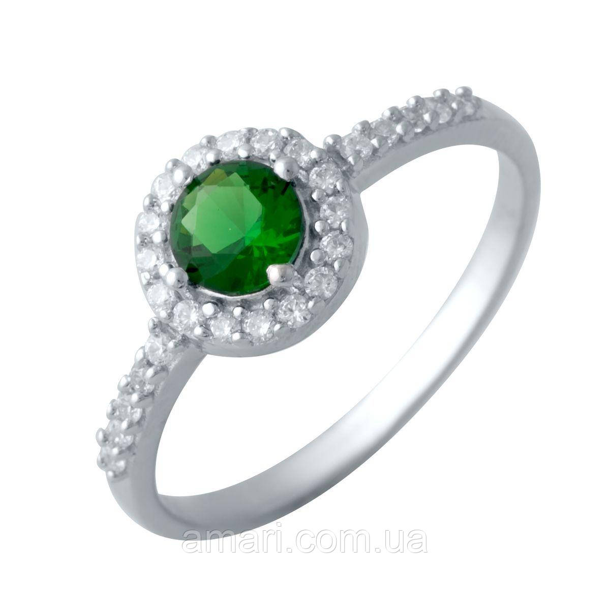 Серебряное кольцо Komilfo с изумрудом nano 0.8ct, вес изделия 1,72 гр (1988008) 16.5 размер