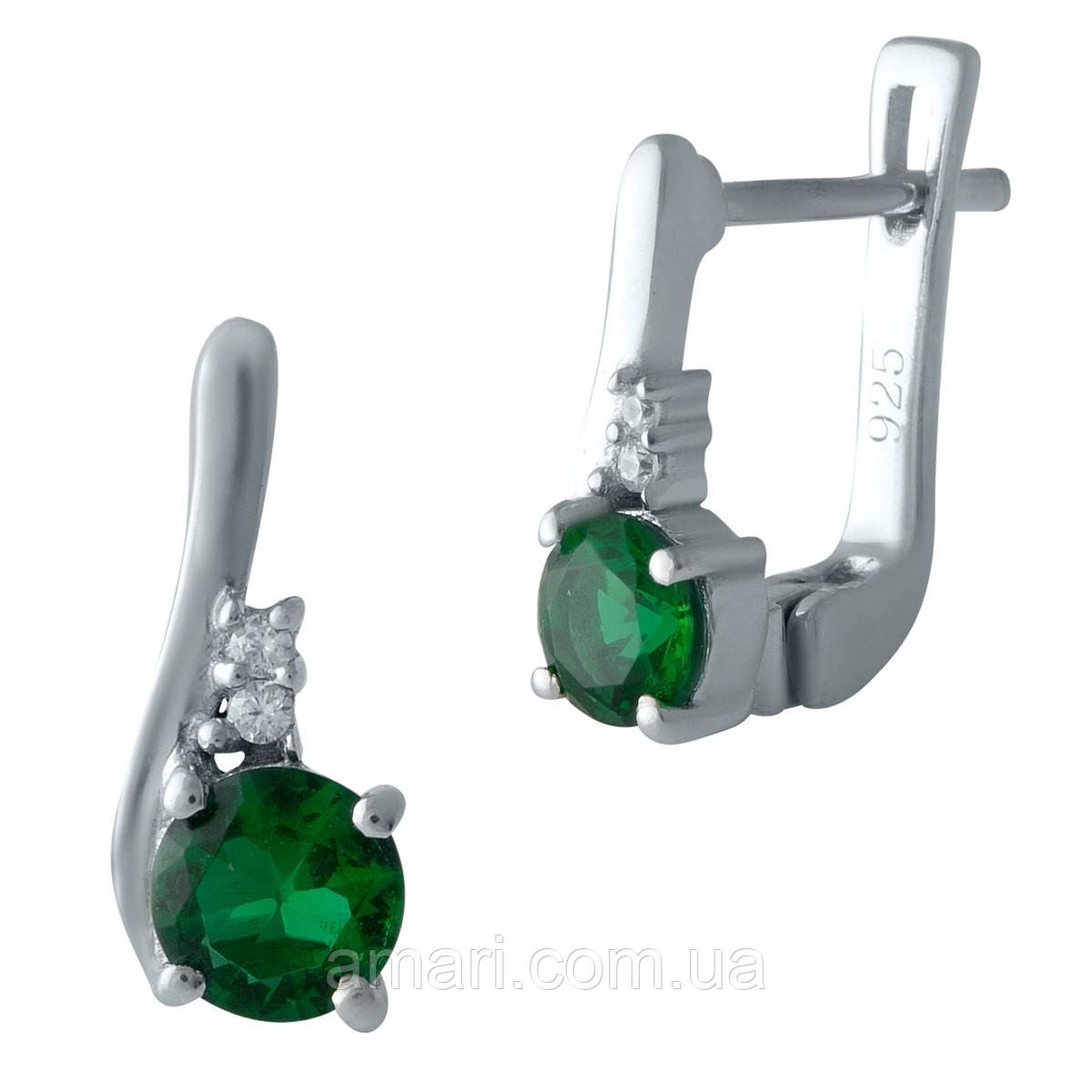 Срібні сережки Komilfo зі смарагдом nano 0.752ct (2000891), фото 1
