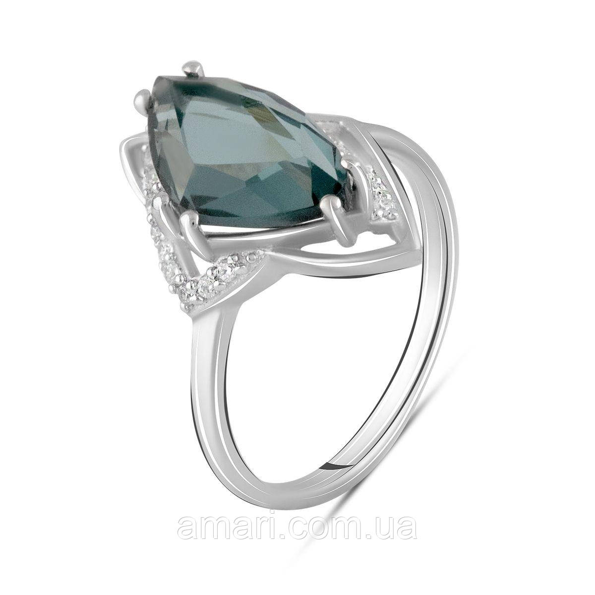 Срібне кільце Komilfo з топазом Лондон Блю 2.935ct, вага виробу 3,42 г (2091912) 17.5 розмір
