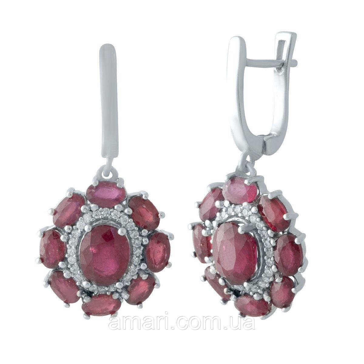 Срібні сережки Komilfo з натуральним рубіном 8.932ct (2009955)