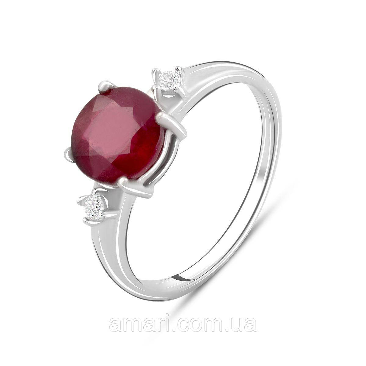 Срібне кільце Komilfo з натуральним рубіном 2.615ct, вага виробу 2,85 г (2096184) 18 розмір