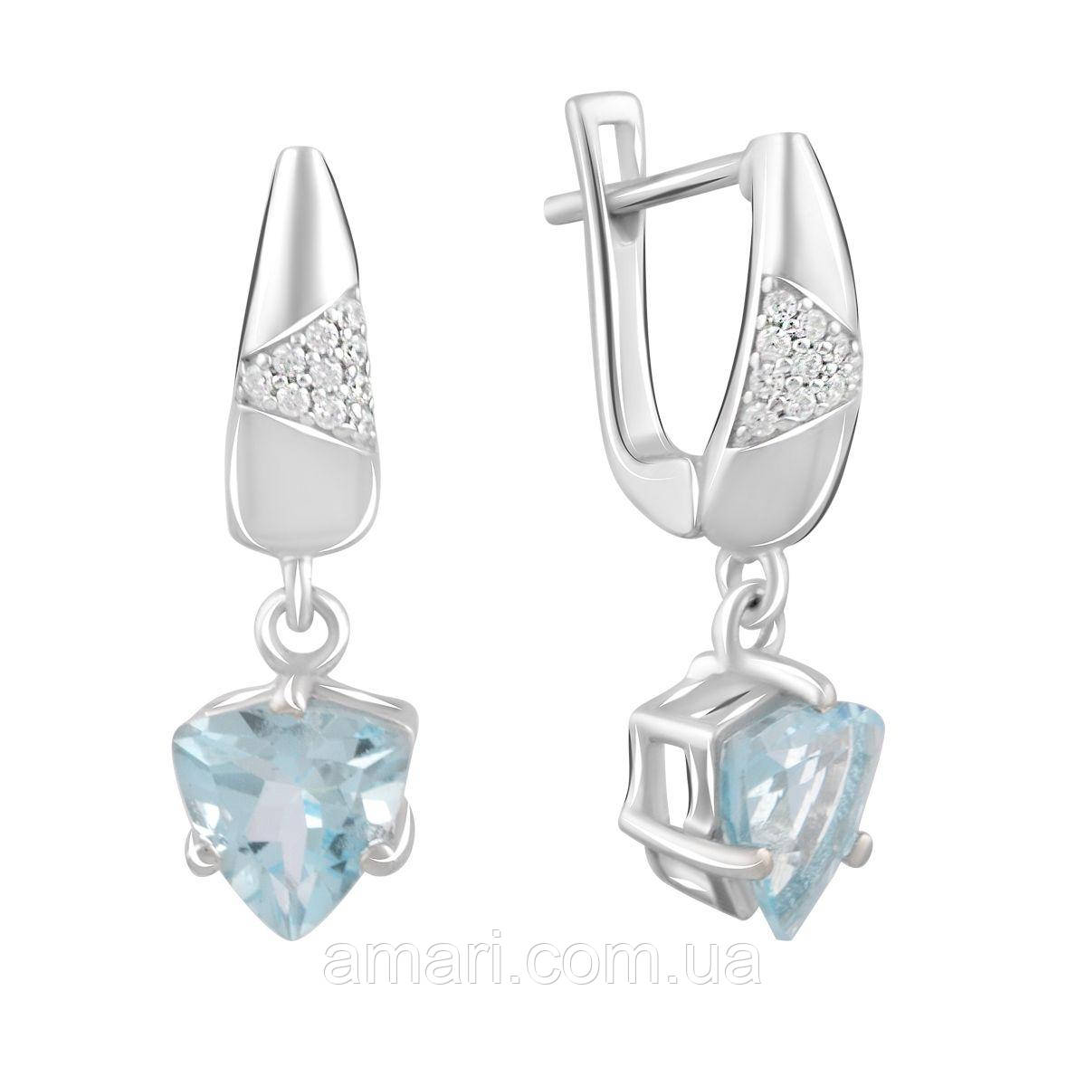 Срібні сережки Komilfo з натуральним топазом 4.008ct (2097174)