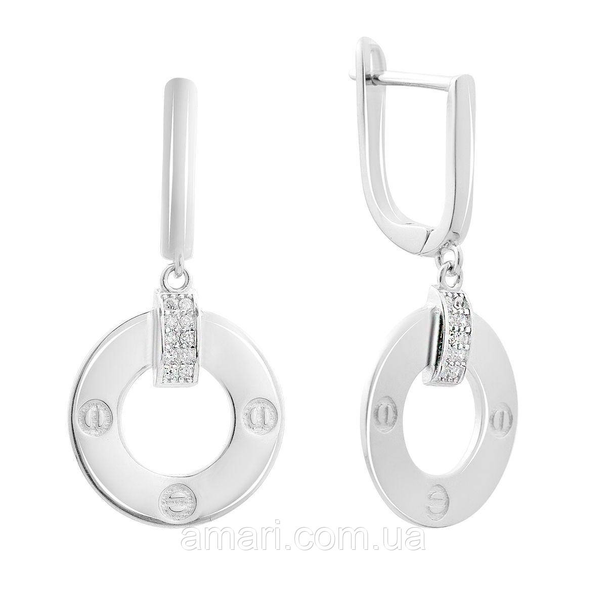 Срібні сережки Komilfo з фіанітами (2157151), фото 1