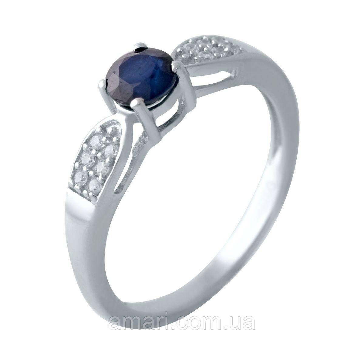 Срібне кільце Komilfo з натуральним сапфіром, вага виробу 2,32 г (2028178) 17.5 розмір, фото 1