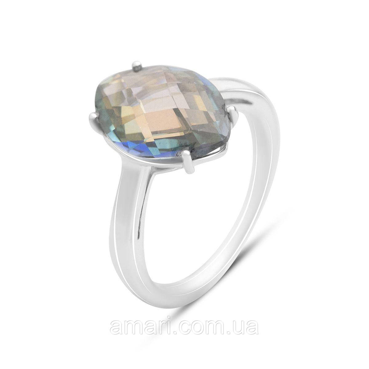 Срібне кільце Komilfo з містиком топазом 8.358ct, вага виробу 4,21 г (2150794) 17 розмір