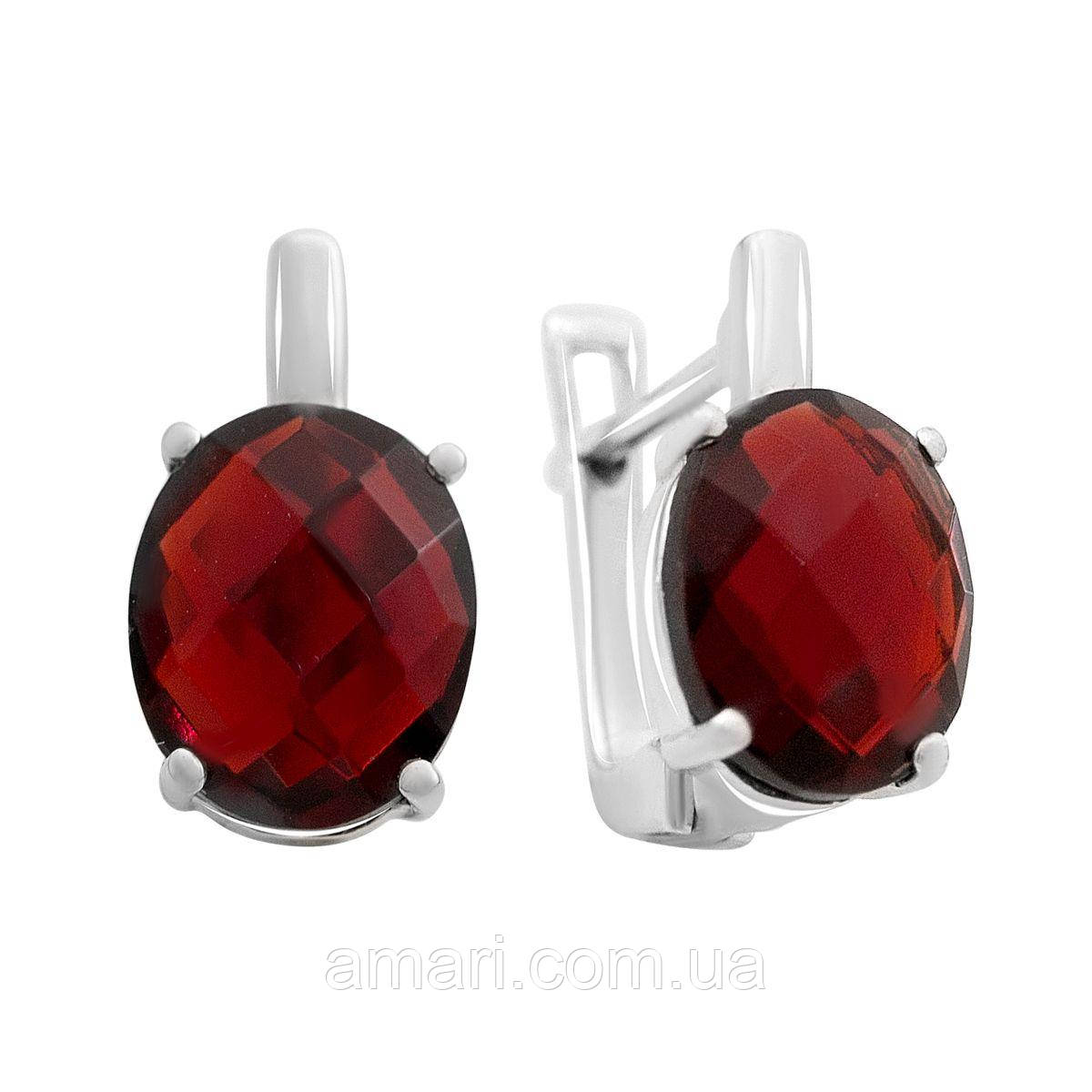 Срібні сережки Komilfo з натуральним гранатом 5.625ct (2151401)