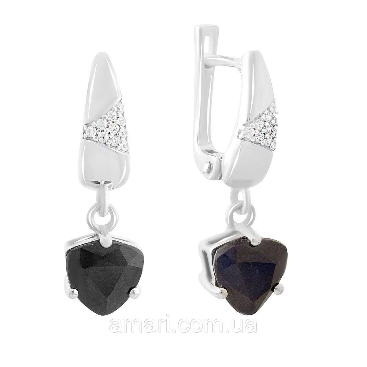 Срібні сережки Komilfo з натуральним сапфіром 4.08ct (2157786)