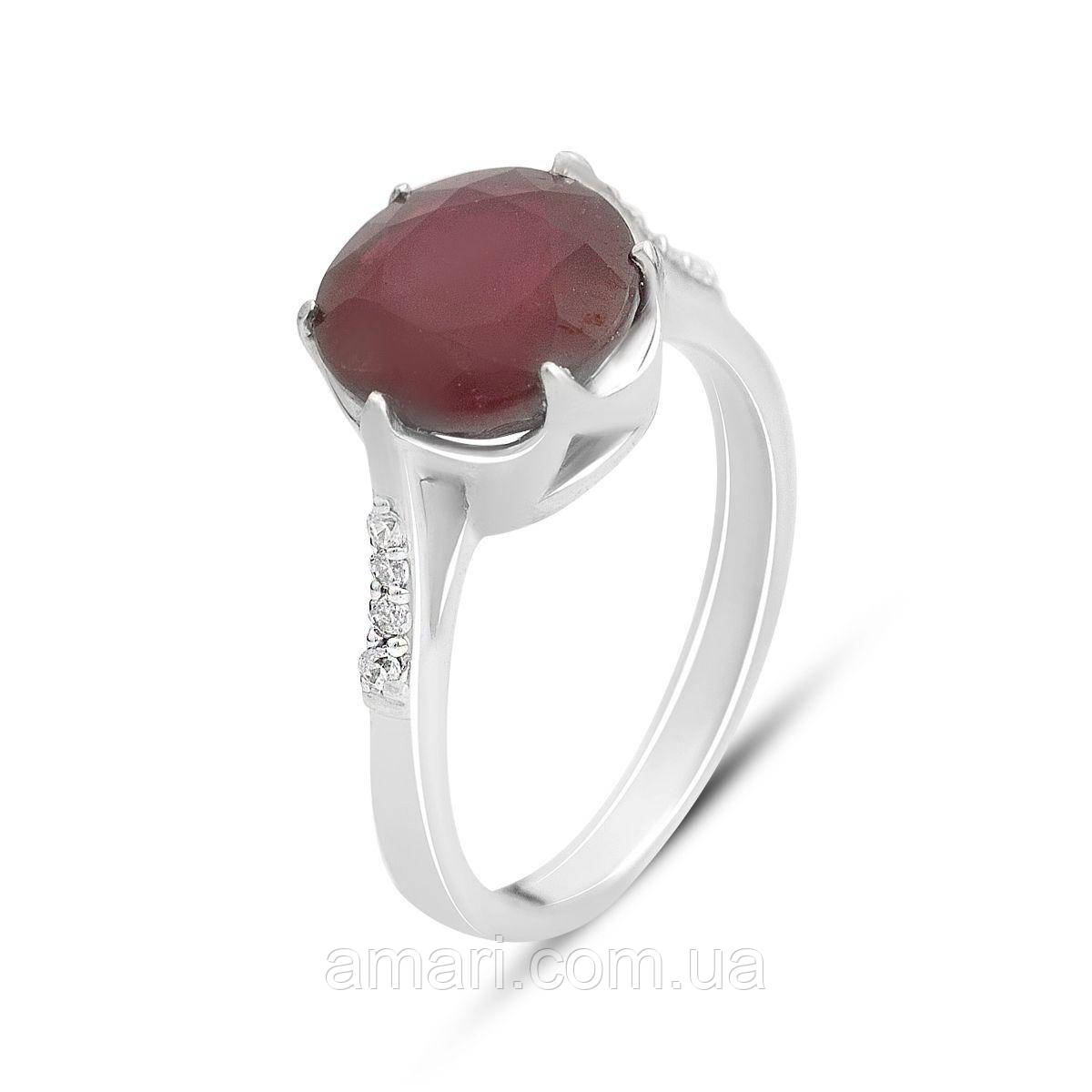 Срібне кільце Komilfo з натуральним рубіном 5.641ct, вага виробу 4,35 г (2157946) 18 розмір