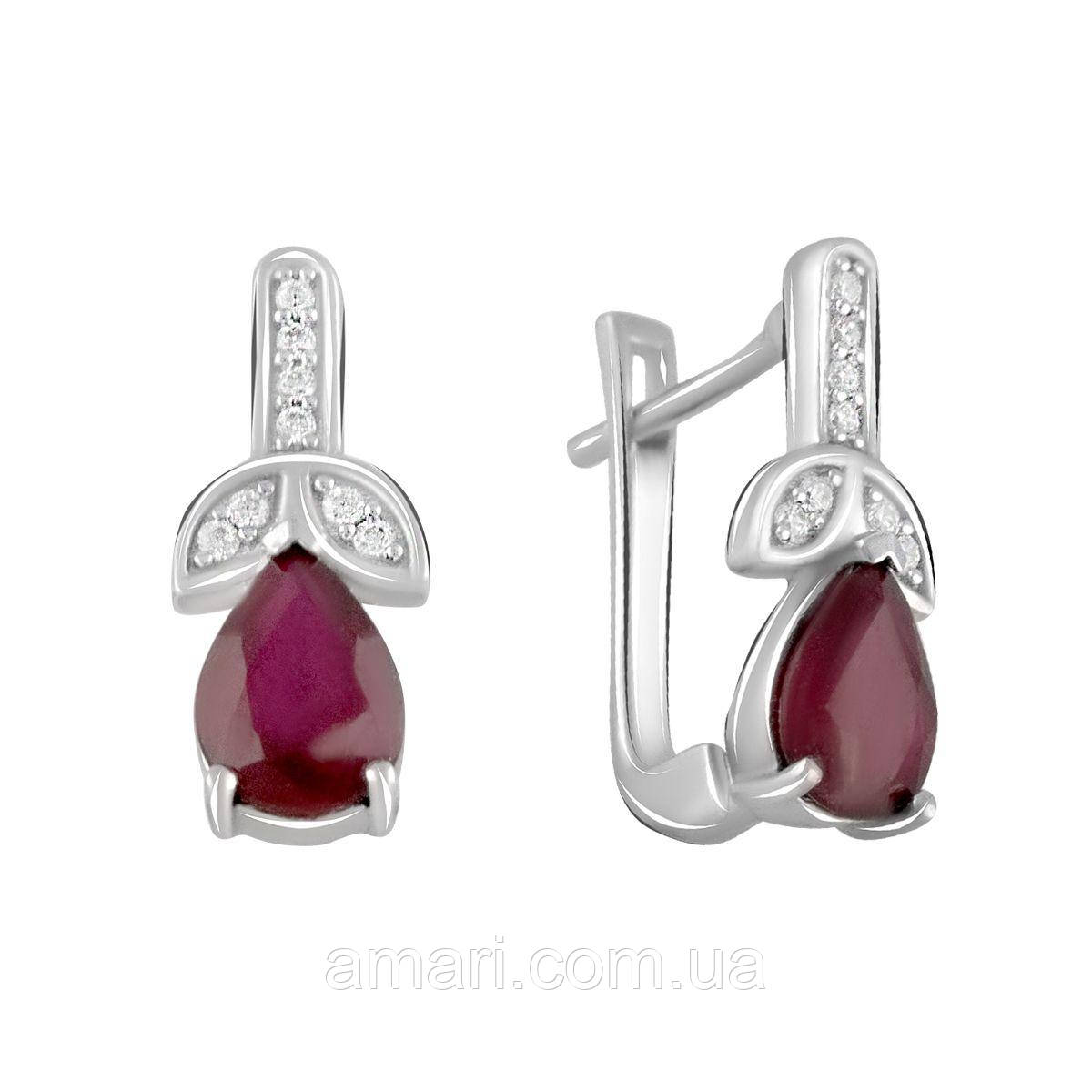 Срібні сережки Komilfo з натуральним рубіном 2.838ct (2105886)