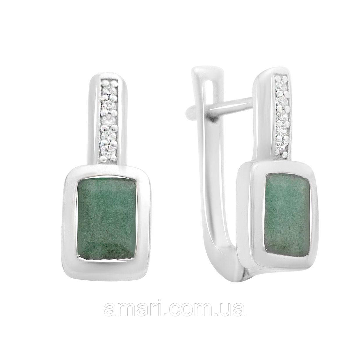 Срібні сережки Komilfo з натуральним смарагдом 2.13ct (2152910)