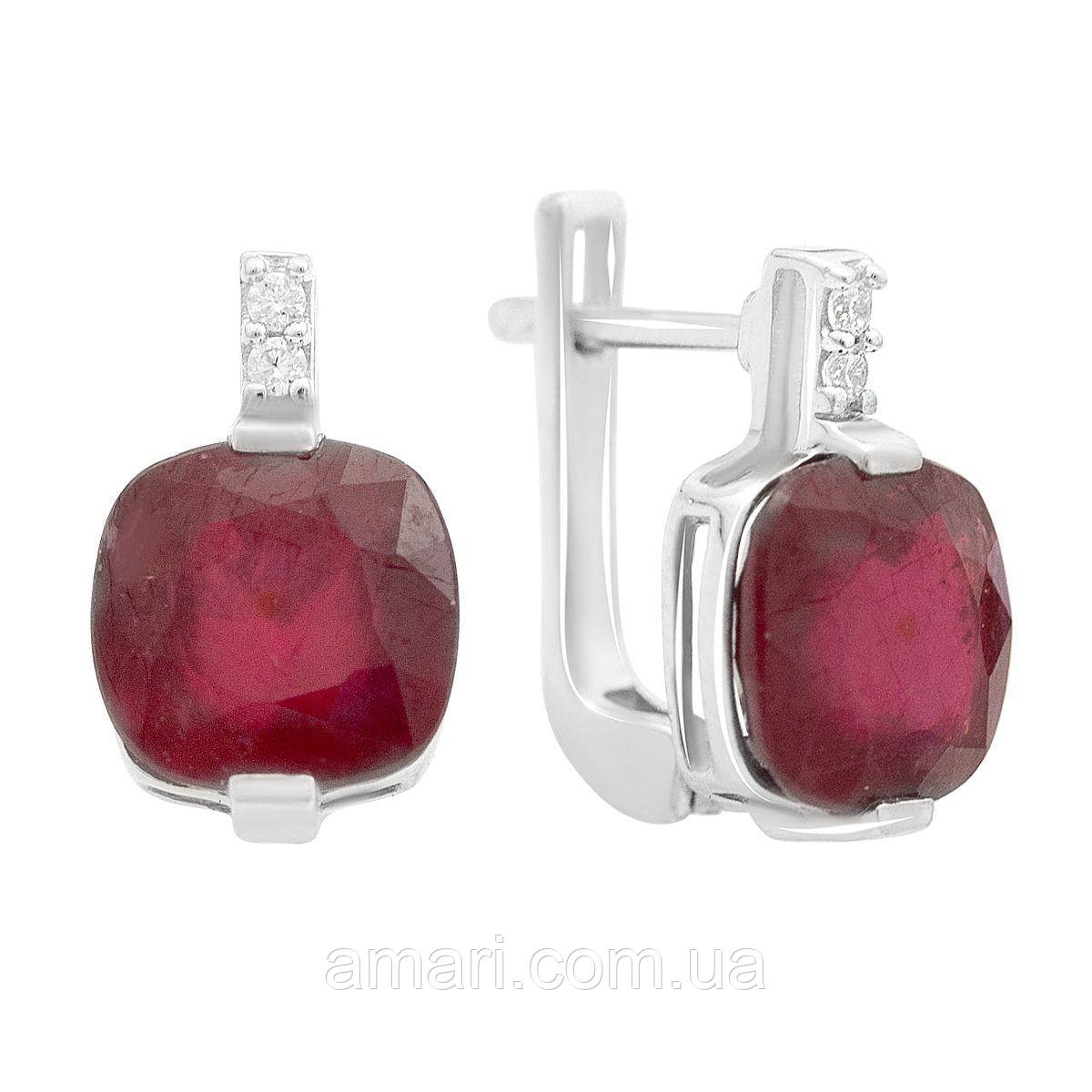Срібні сережки Komilfo з натуральним рубіном 8.37ct (2152941)