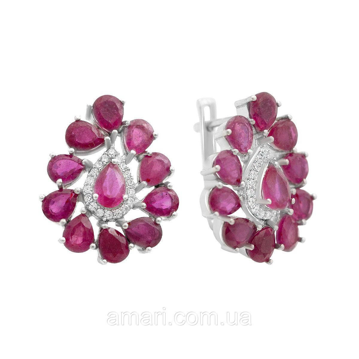 Срібні сережки Komilfo з натуральним рубіном 11.318ct (2153009)